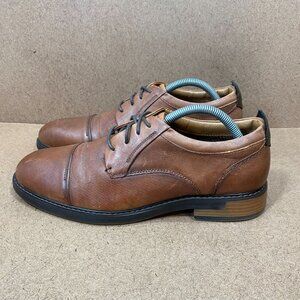 Steve Madden Eddison Mens Brown Leather Oxford Dress Shoes Size 9